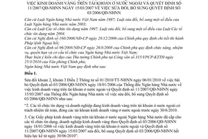Thông tư 10/2010/TT-NHNN sửa đổi Thông tư 01/2010/TT-NHNN kinh doanh vàng trên tài khoản