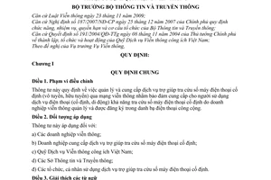 Thông tư 10/2010/TT-BTTTT  quản lý và cung cấp dịch vụ trợ giúp tra cứu số máy điện thoại cố định qua mạng viễn thông