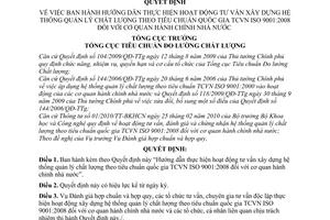 Quyết định 403/QĐ-TĐC Hướng dẫn hoạt động tư vấn xây dựng hệ thống quản lý chất lượng theo tiêu chuẩn quốc gia TCVN ISO 9001:2008 đố