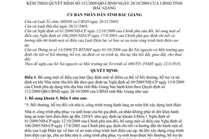 Quyết định 19/2010/QĐ-UBND bổ sung bản Quy định bồi thường, hỗ trợ tái định cư