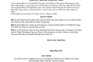 Quyết định 502/QĐ-TCT chức năng, nhiệm vụ phòng thuộc cục thuế