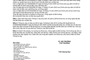 Thông tư 12/2010/TT-BGDĐT quản lý đề tài khoa học và công nghệ cấp Bộ