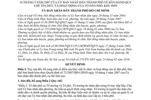 Quyết định 21/2010/QĐ-UBND sửa đổi Quyết định 72/2007/QĐ-UBND Quy chế tổ chức hoạt động tổ dân phố, khu phố