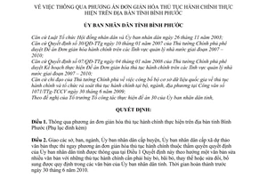 Quyết định 11/2010/QĐ-UBND thông qua phương án đơn giản hóa thủ tục hành chính