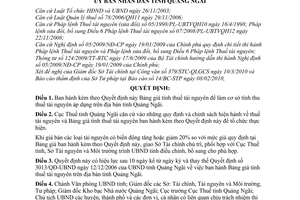 Quyết định 08/2010/QĐ-UBND bảng giá tính thuế tài nguyên