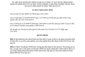 Quyết định 144/QĐ-UBND năm 2010 quản lý đầu tư xây dựng khu kinh tế Nhơn Hội