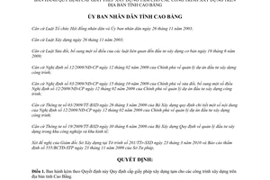 Quyết định 456/2010/QĐ-UBND cấp phép xây dựng tạm cho các công trình xây dựng Cao Bằng