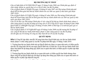 Quyết định 977/QĐ-BTP công bố cập nhật, sửa đổi thủ tục hành chính thuộc phạm vi chức năng quản lý  Bộ Tư pháp