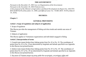 Decree No. 33/2010/ND-CP on the management of fishing activities