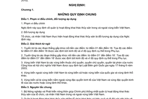 Nghị định 33/2010/NĐ-CP quản lý hoạt động khai thác thủy sản tổ chức, cá nhân Việt Nam trên các vùng biển