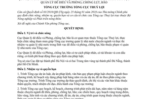 Quyết định 12/QĐ-TCTL  chức năng nhiệm vụ quyền hạn cơ cấu tổ chức Cục Quản lý