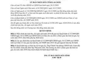 Quyết định 05/2010/QĐ-UBND dự toán thu chi ngân sách 2010 Lai Châu