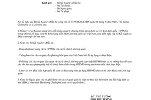 Công văn 443/TTg-QHQT áp dụng Quy chế chung quản lý chương trình, dự án hợp tác Liên hợp quốc (HPPMG)