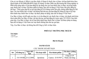 Công văn 395/BVTV-QLT  tái đăng ký thuốc bảo vệ thực vật