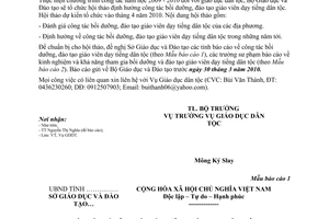 Công văn 1362/BGDĐT-GDDT viết báo cáo hội thảo định hướng công tác bồi dưỡng, đào tạo giáo viên dạy tiếng dân tộc
