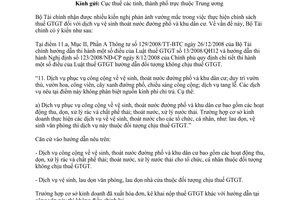 Công văn 3560/BTC-TCT thuế giá trị gia tăng dịch vụ công cộng vệ sinh thoát nước