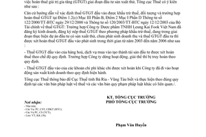 Công văn 897/TCT-KK hoàn thuế giá trị gia tăng giai đoạn đầu tư sản xuất thử