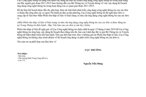 Công văn 58/CNTT-VP  xây dựng dự thảo Kế hoạch ứng dụng công nghệ thông tin trong hoạt động  Bộ, ngành giai đoạn 2011-2015