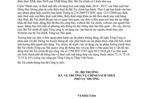 Công văn 3754/BTC-CST áp dụng thuế nhập khẩu