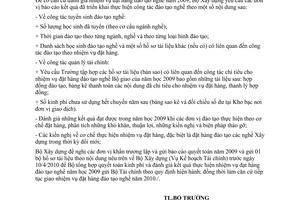 Công văn 70/BXD-KHTC đánh giá nhiệm vụ đặt hàng đào tạo nghề thường xuyên năm 2009