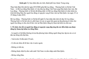 Công văn 574/LĐTBXH-QLLĐNN tổ chức cho người lao động đăng ký kiểm tra tiếng Hàn