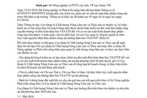Công văn 291/QLCL-CL2 hướng dẫn Thông tư 05/2010/TT-BNNPTNT