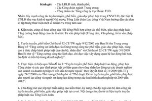 Công văn 313/TLĐ đẩy mạnh công tác tuyên truyền phổ biến giáo dục pháp luật