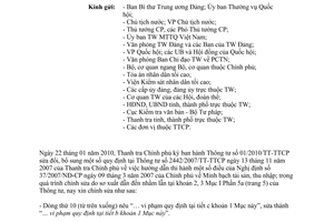 Công văn 395/TTCP-C.IV đính chính Thông tư 01/2010/TT-TTCP