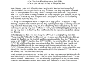 Công văn 345/TLĐ  tổ chức hoạt động nhân kỷ niệm ngày 1/5 ,28/7