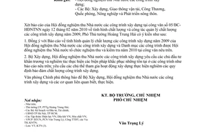 Công văn 1508/VPCP-KTN   các công trình xây dựng năm 2009