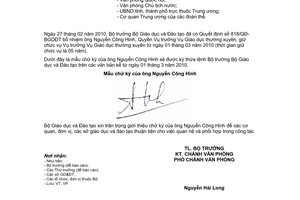 Công văn 1143/BGDĐT-VP  đăng ký chữ ký