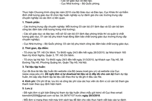 Công văn 148/KTKĐCLGD-KĐĐH  cử cán bộ tham gia lớp tập huấn tự đánh giá trường trung cấp chuyên nghiệp