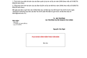Công văn 1212/BGDĐT-KHTC báo cáo tình hình mua sắm quản lý và sử dụng tài sản các Ban quản lý dự án