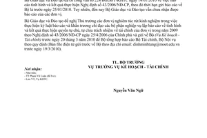 Công văn 1214/BGDĐT-KHTC  nhắc gửi báo cáo tình hình kết quả thực hiện Nghị định 43/2006/NĐ-CP