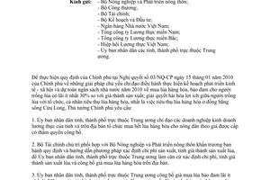 Công văn 430/TTg-KTN tiêu thụ lúa hàng hóa cho nông dân