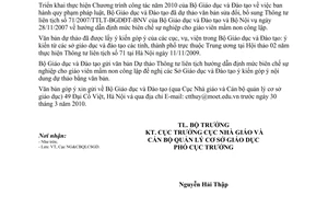 Công văn 1232/BGDĐT-NGCBQLGD góp ý Thông tư hướng dẫn định mức biên chế sự nghiệp trong các cơ sở giáo dục mầm non công lập