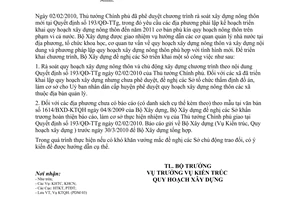 Công văn 22/BXD-KTQH triển khai Quyết định 193/QĐ-TTg
