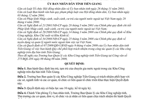 Quyết định 05/2010/QĐ-UBND lưu trú, tạm trú chuyên gia nước ngoài