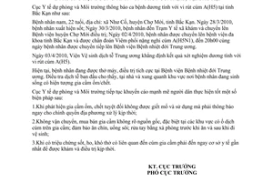 Thông báo 469/TB-DPMT trường hợp dương tính vi rút cúm A(H5) tại tỉnh Bắc Kạn