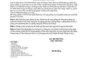 Thông tư 22/2010/TT-BNNPTNT Danh mục bổ sung giống cây trồng được phép sản xuất kinh doanh ở Việt Nam