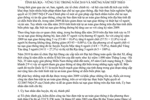 Chỉ thị 07/2010/CT-UBND đảm bảo an toàn giao thông 2010 Bà Rịa Vũng Tàu