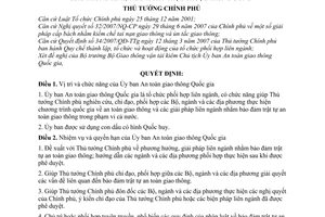 Quyết định 35/2010/QĐ-TTg kiện toàn Ủy ban An toàn giao thông Quốc gia Ban an toàn giao thông tỉnh, thành phố