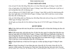 Quyết định 703/QĐ-UBND năm 2010 Quy định mức thu tạm thời phí bảo vệ môi trường