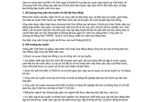 Thông báo 161/TB-BGDĐT tuyển sinh đi học sau đại học tại Hàn Quốc theo học bổng Chính phủ Hàn Quốc cấp năm 2010
