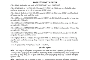 Quyết định 759/QĐ-BTC năm 2010 bổ sung hệ thống Mục lục ngân sách nhà nước