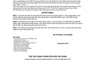 Quyết định 95/QĐ-UBDT sửa đổi thủ tục hành chính Ủy ban Dân tộc