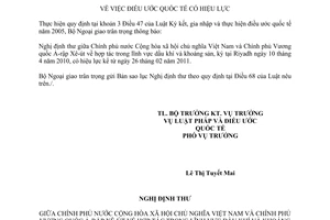 Thông báo hiệu lực hợp tác trong lĩnh vực dầu khí và khoáng sản