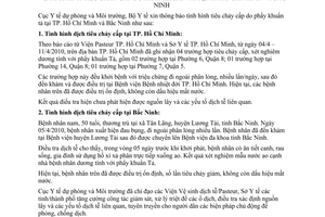 Thông báo 504/TB-DPMT ình hình tiêu chảy cấp do phẩy khuẩn tả tại TP. Hồ Chí Minh
