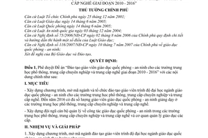 Quyết định 472/QĐ-TTg năm 2010 phê duyệt Đề án Đào tạo giáo viên giáo dục quốc phòng - an ninh
