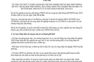 Chỉ thị 11/CT-UBND năm 2010 tổ chức và điều hành thi tốt nghiệp THPT Huế